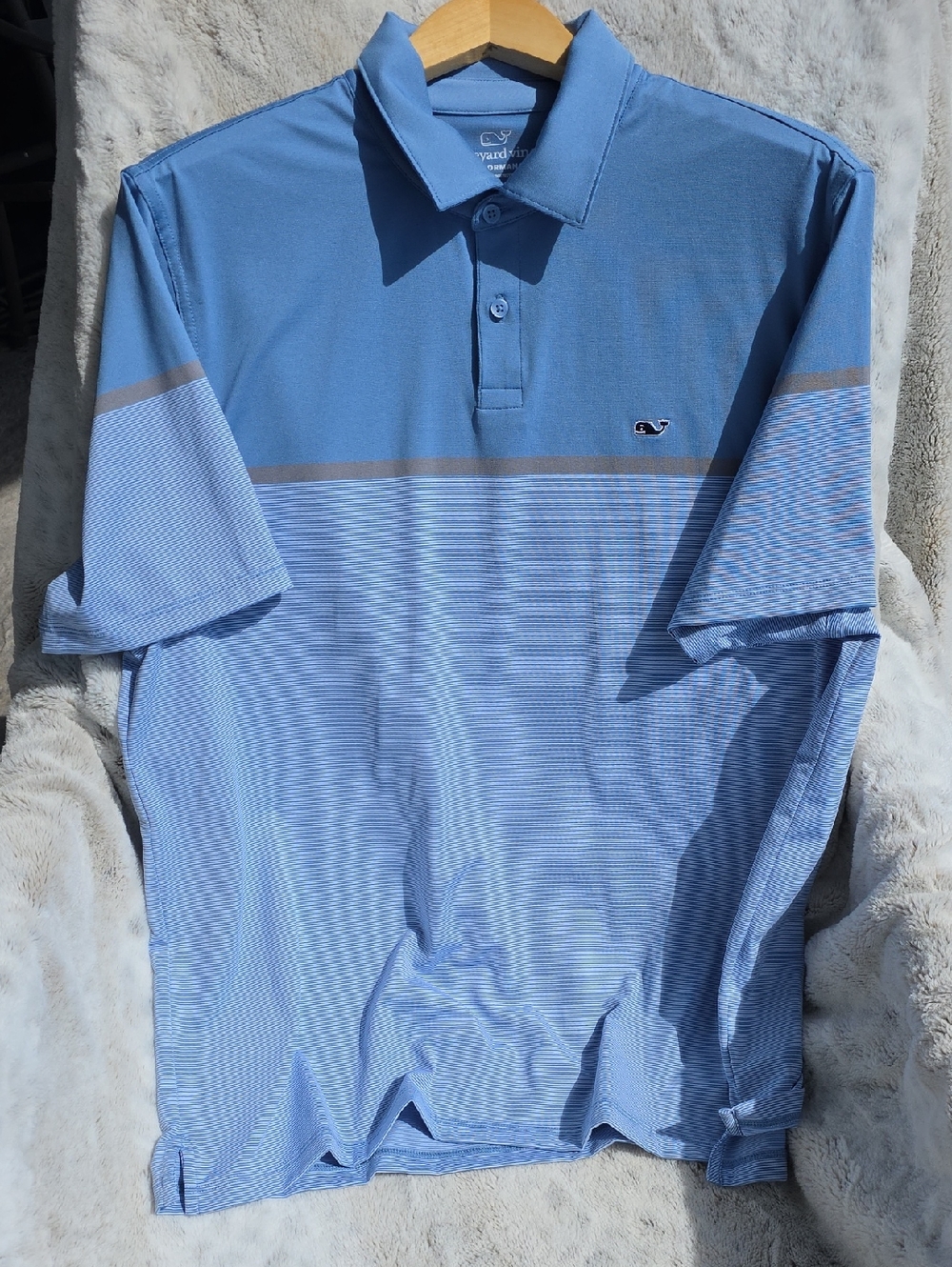 Vineyard Vines Light Blue Striped Polo Large